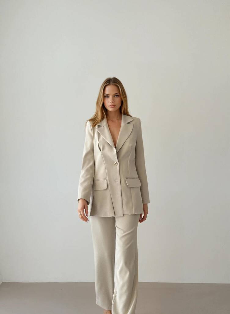 BLAZER ÇEKET BEJ TAKIM-11874