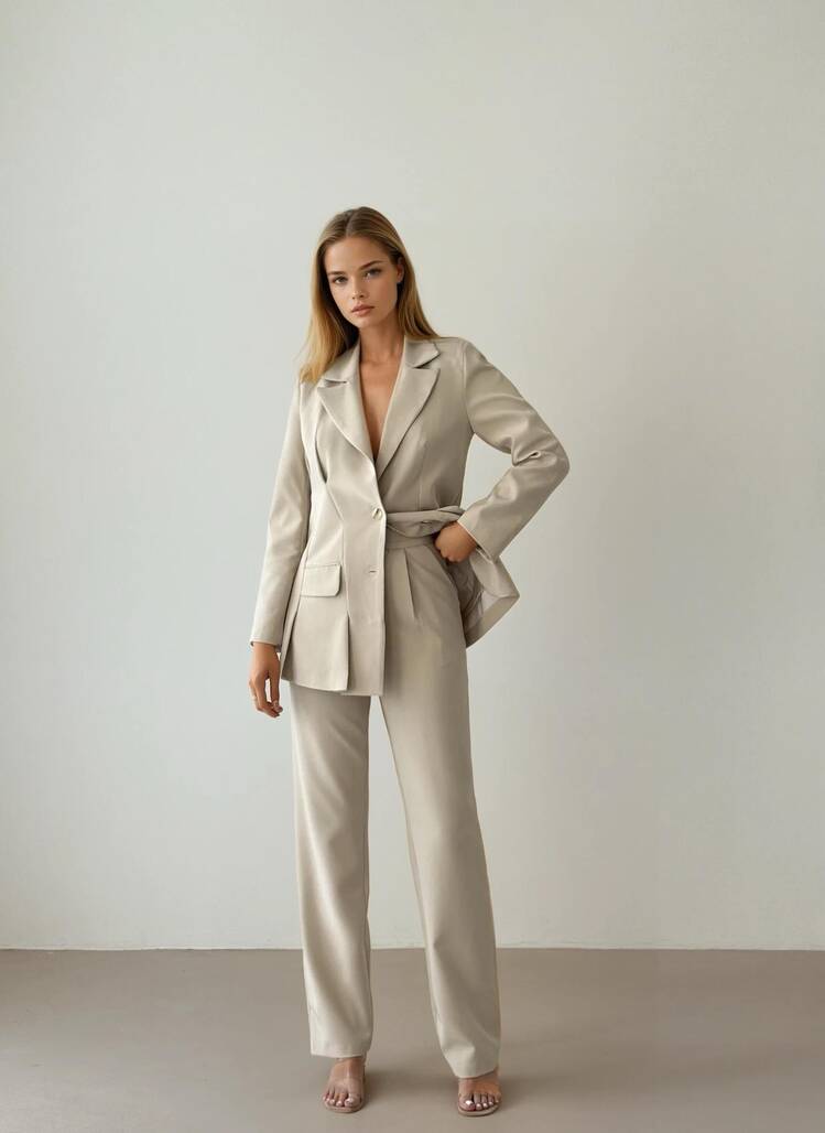 BLAZER ÇEKET BEJ TAKIM-11874
