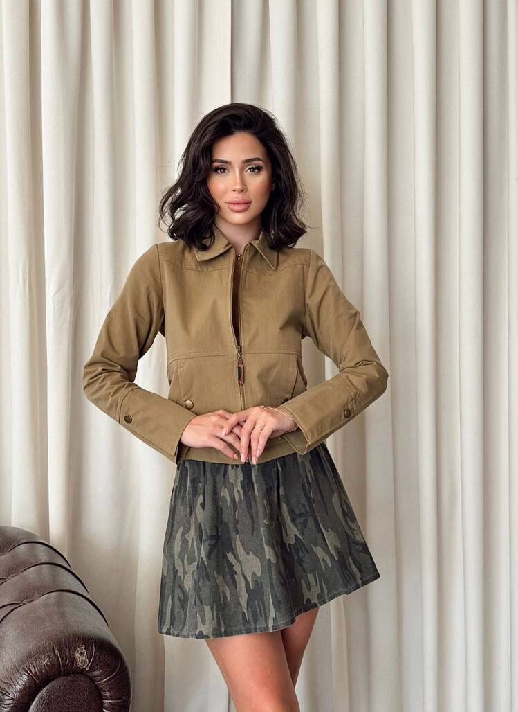 Misscix - ZIPPERED SHORT MUSTARD JACKET-2005