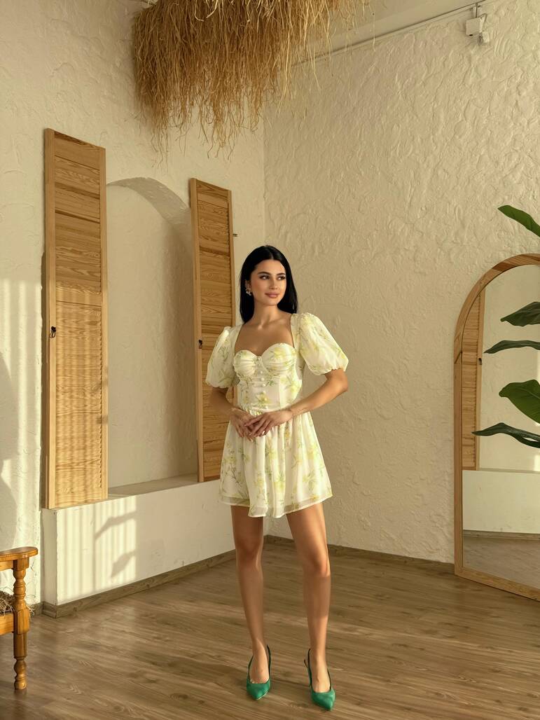 Misscix - GLOPLU YEŞİL ELBİSE-10972