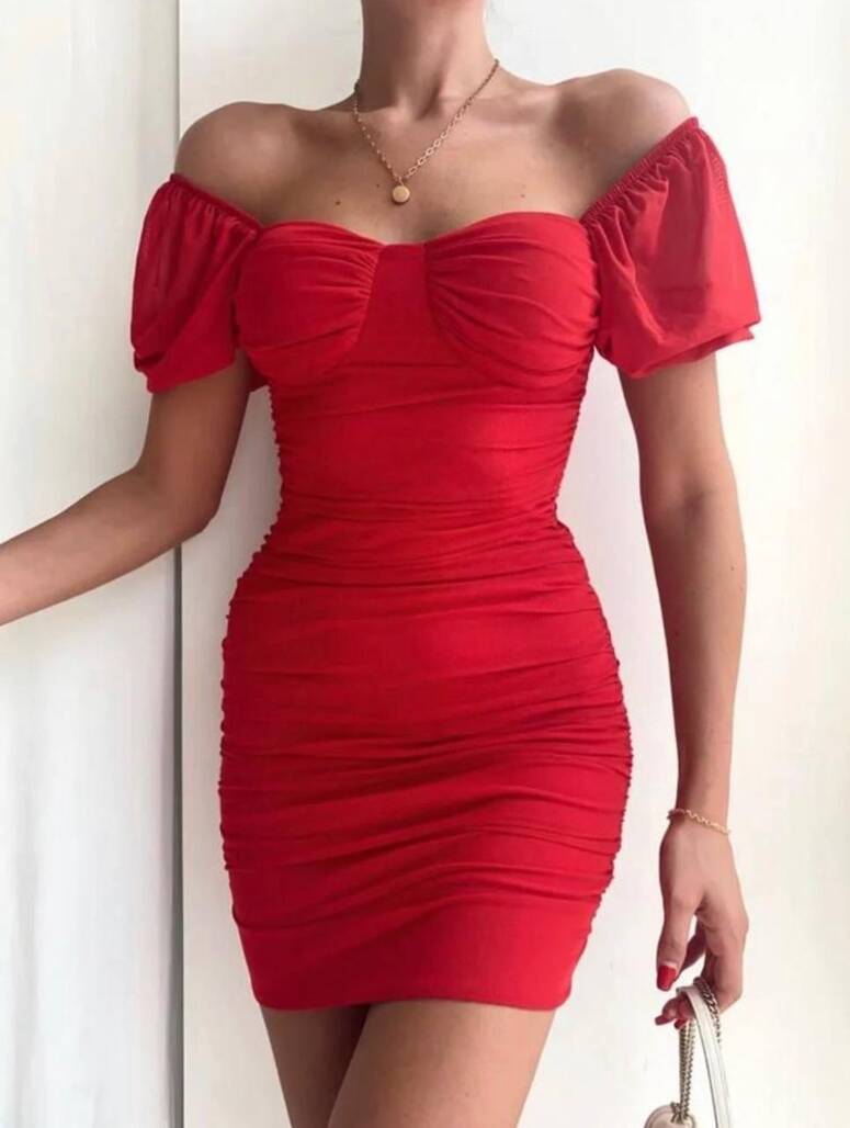 Kırmızı Mini Elbise - 10298