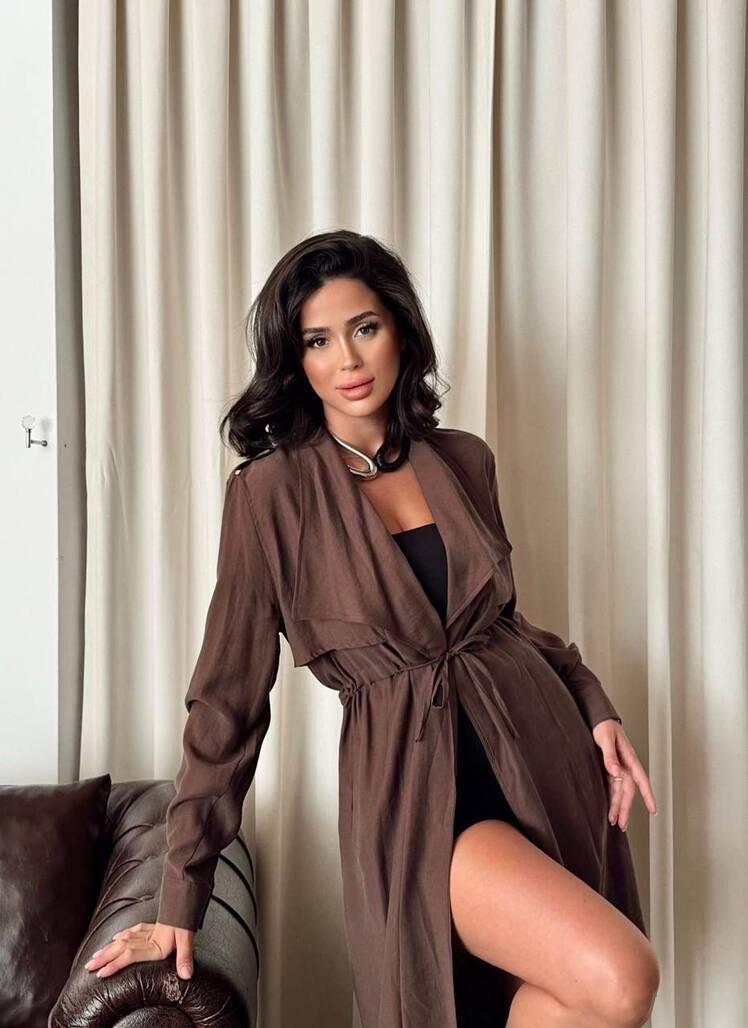 Misscix - MİDİ KAHVE RENK TRENÇ-2002