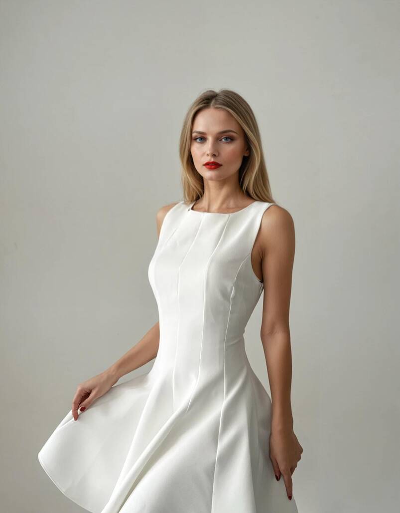 VOLANLI BEYAZ ELBİSE-1170