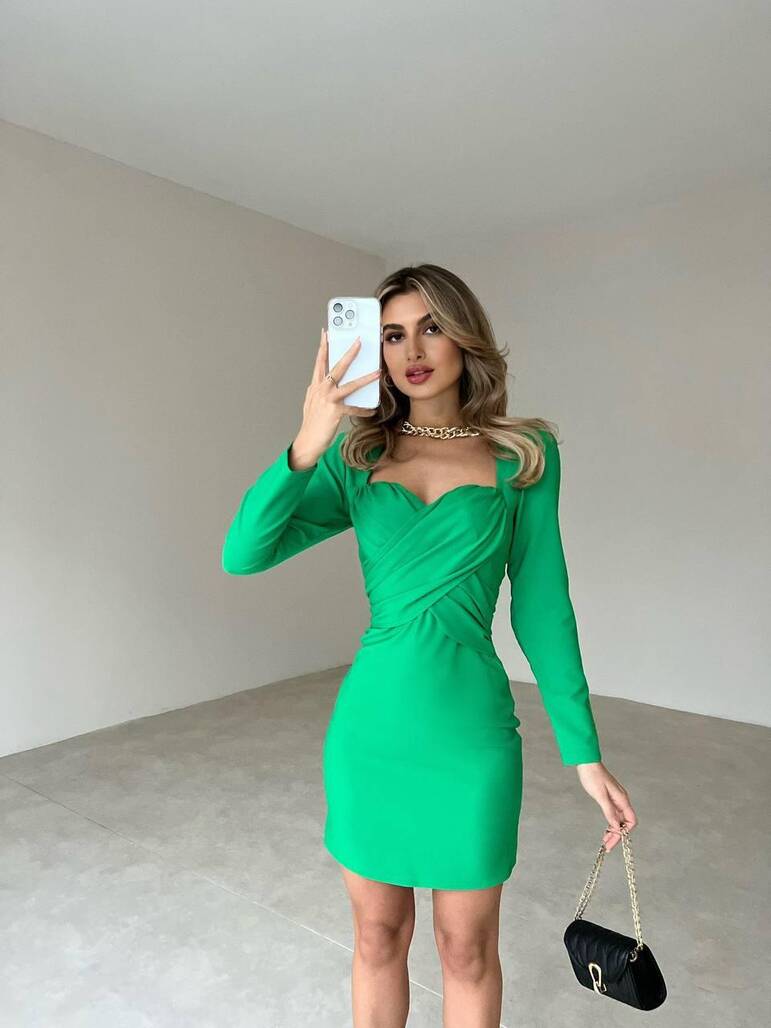 Yeşil Mini Elbise - 11221
